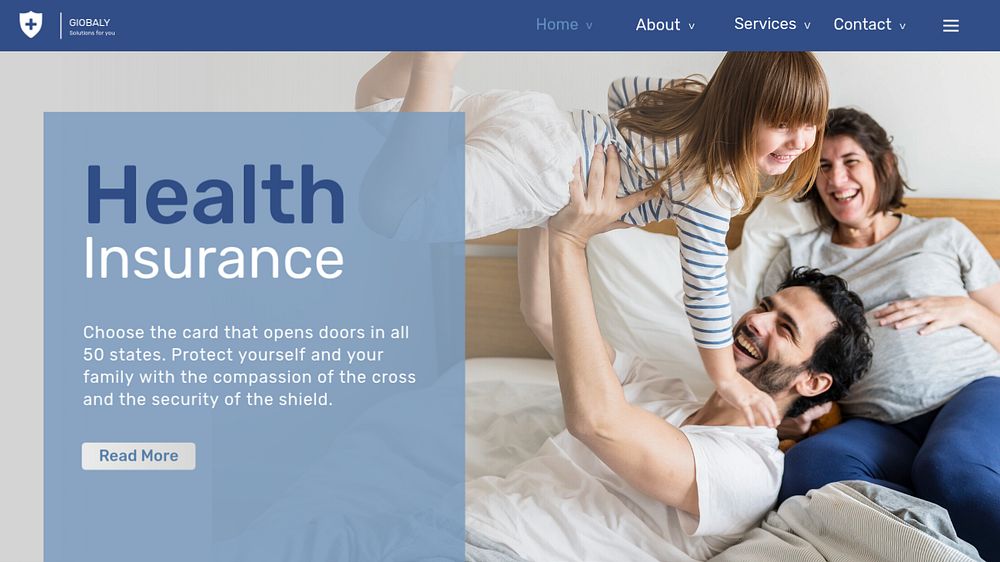 Health insurance PowerPoint presentation template, family design