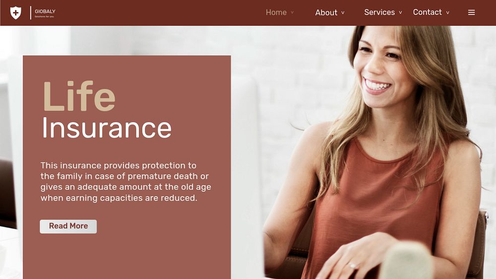 Life insurance PowerPoint presentation template, woman smiling design