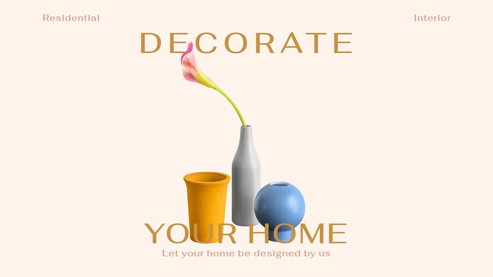 Home decoration presentation editable template, minimal design