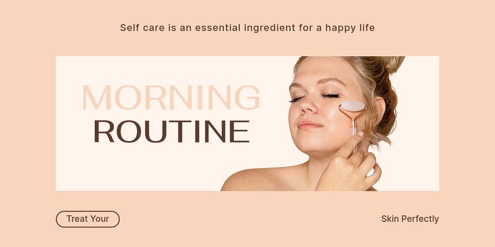 Morning routine Twitter post template, beauty care
