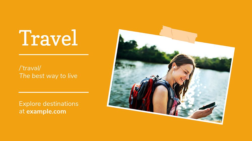 Travel business blog banner template, tourist woman photo