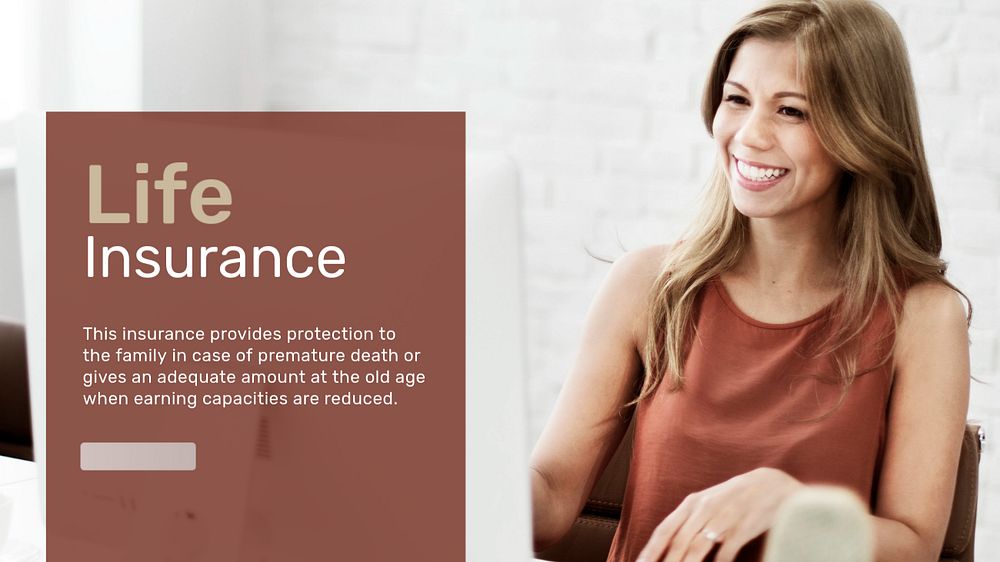 Life insurance PowerPoint presentation template, woman smiling design
