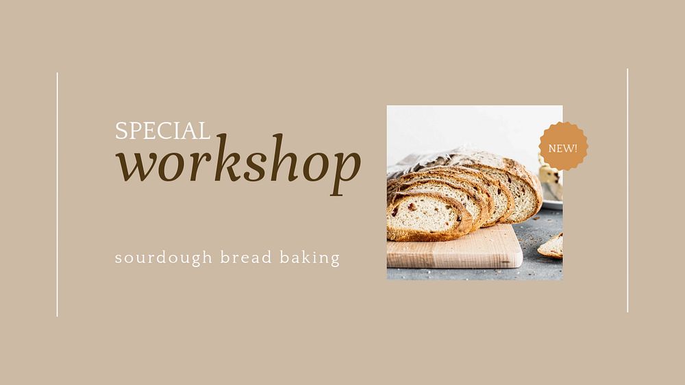 Baking workshop blog banner template, editable design