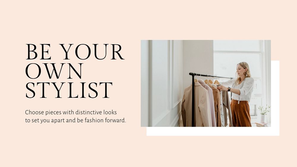 Fashion stylist YouTube thumbnail template, clothing brand