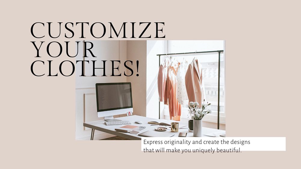 Custom clothing YouTube thumbnail template, fashion branding