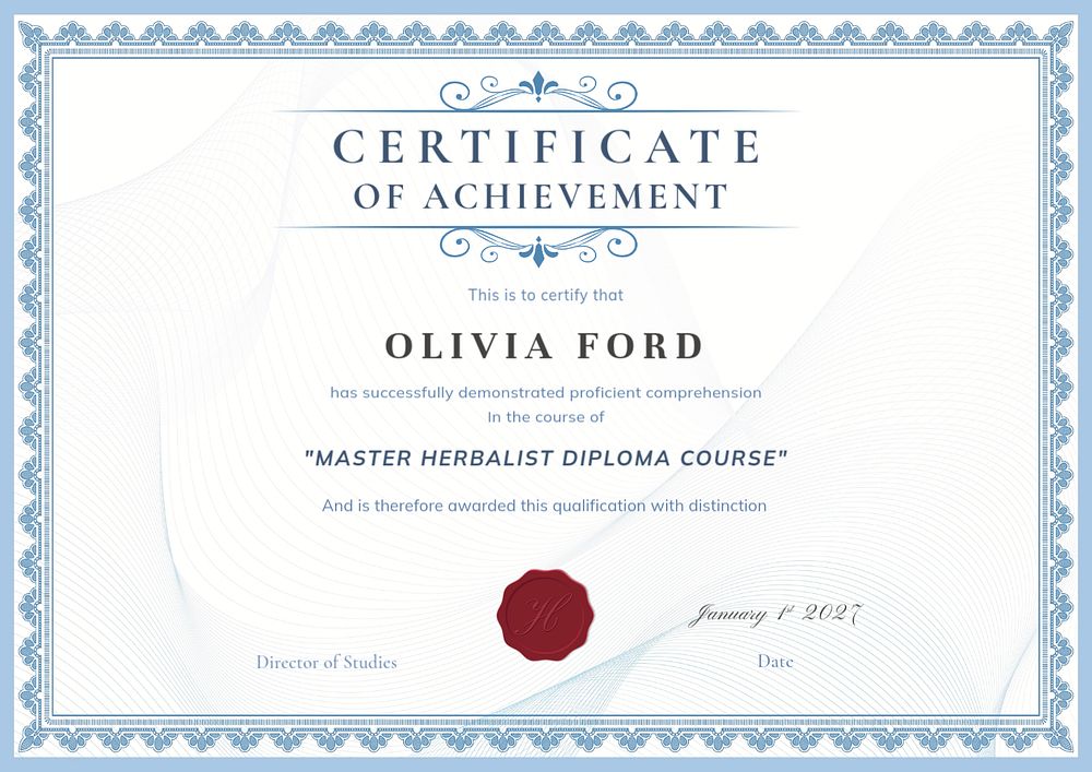 Customizable formal certificate template, blue design