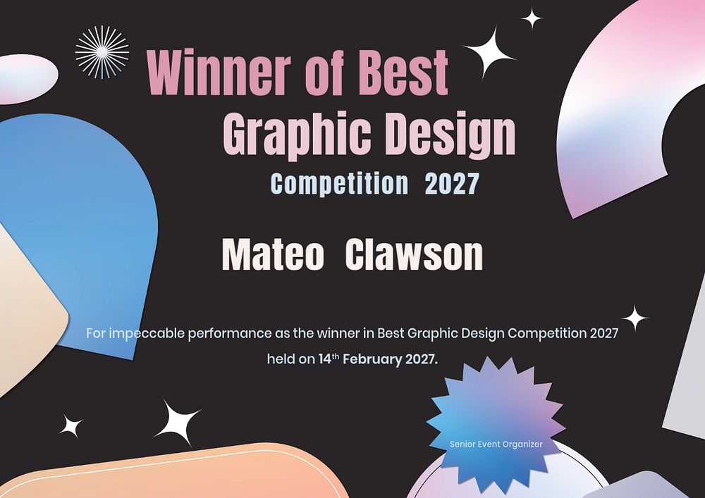 Customizable graphic design certificate template