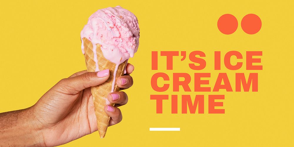 Melting ice-cream Twitter post template, yellow design