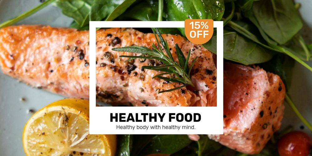 Healthy food Twitter ad template, editable design