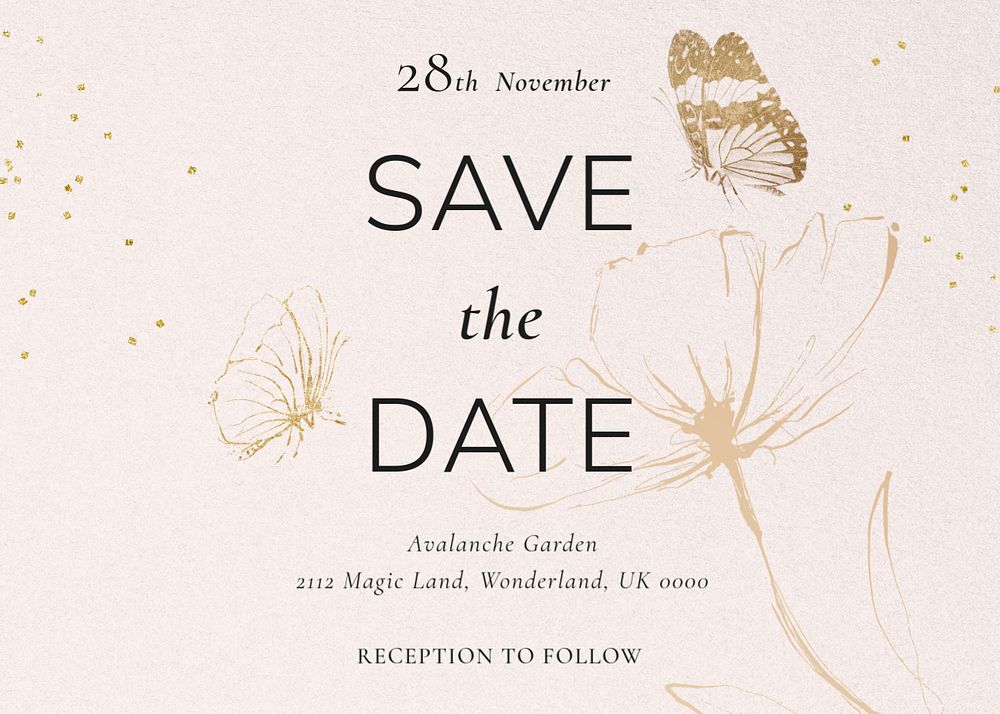 Wedding RSVP invitation card template, editable design