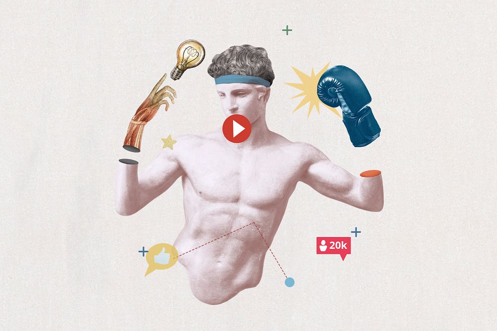 Content creator background, Greek God remixed media