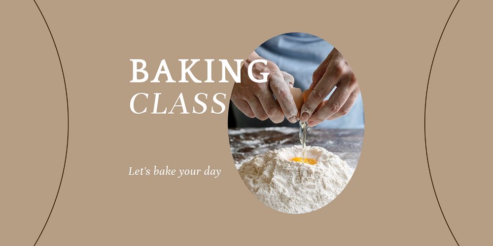 Baking class Twitter post template, editable brown design