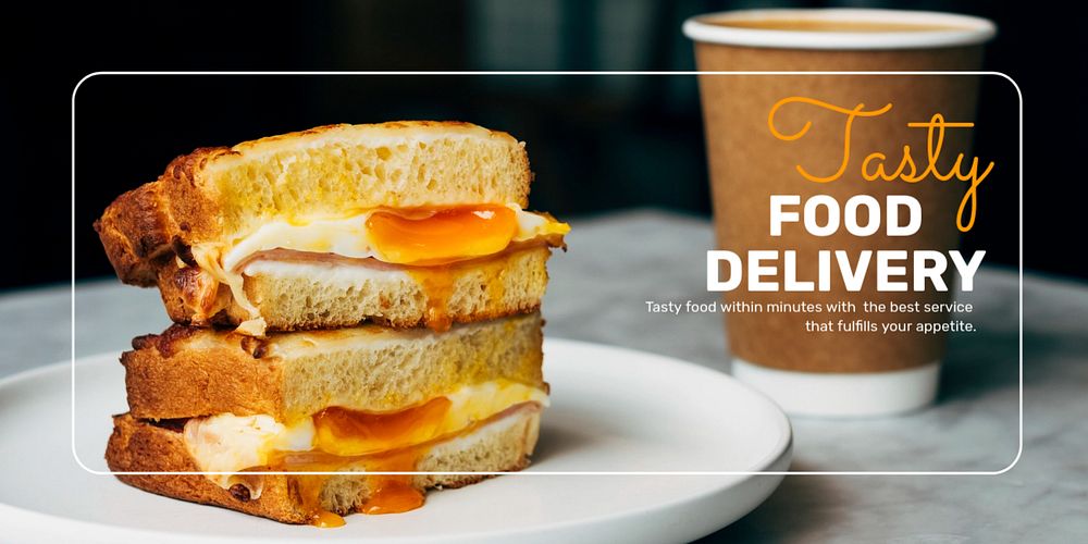 Food delivery  Twitter ad template, editable design