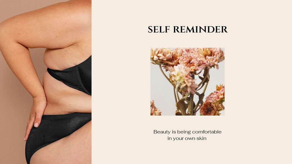 Body positive blog banner template, editable brown design