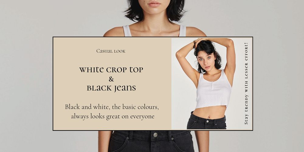 Women's streetwear Twitter ad template, editable brown design