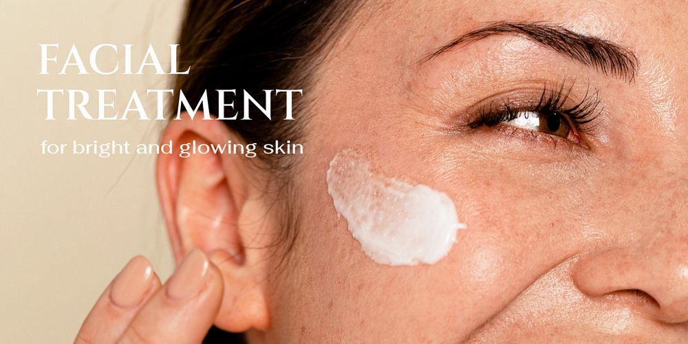 Facial treatment Twitter ad template, editable brown design