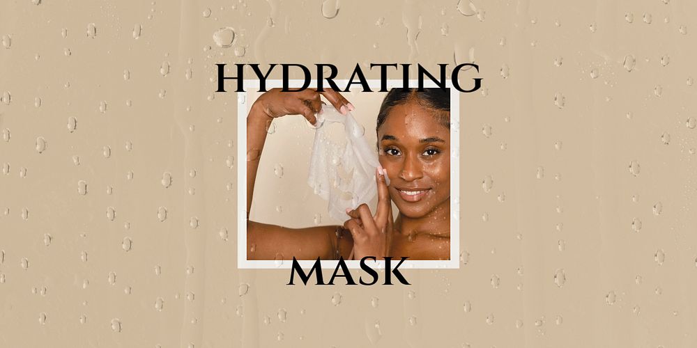Hydrating mask Twitter ad template, editable brown design