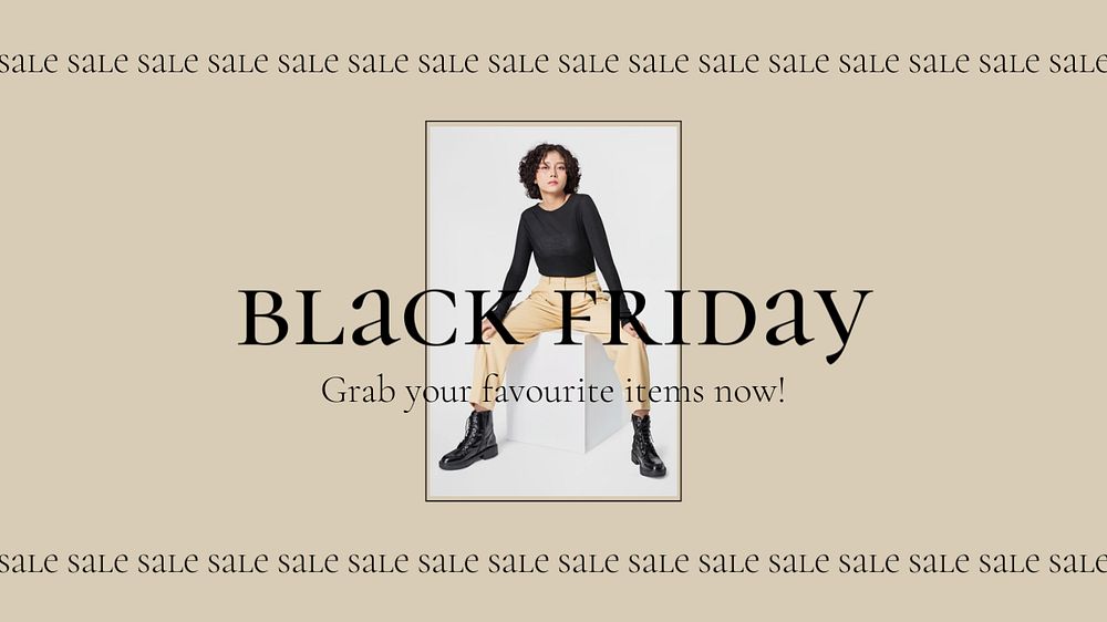Black Friday blog banner template, editable beige design