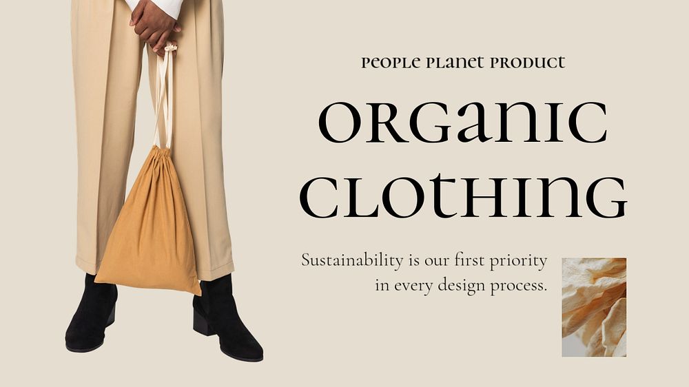 Organic clothing blog banner template, editable brown design