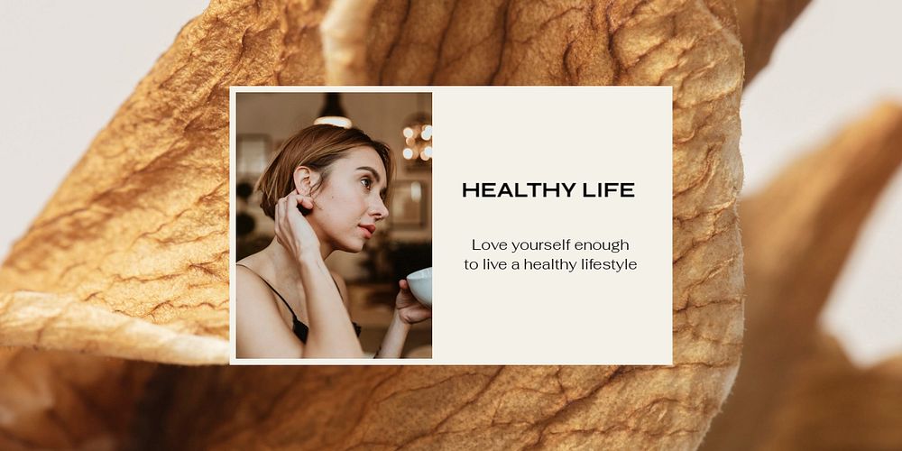 Healthy life Twitter ad template, editable brown design