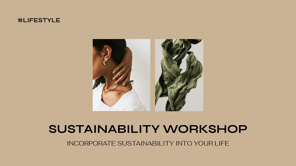 Sustainability lifestyle blog banner template, editable beige design