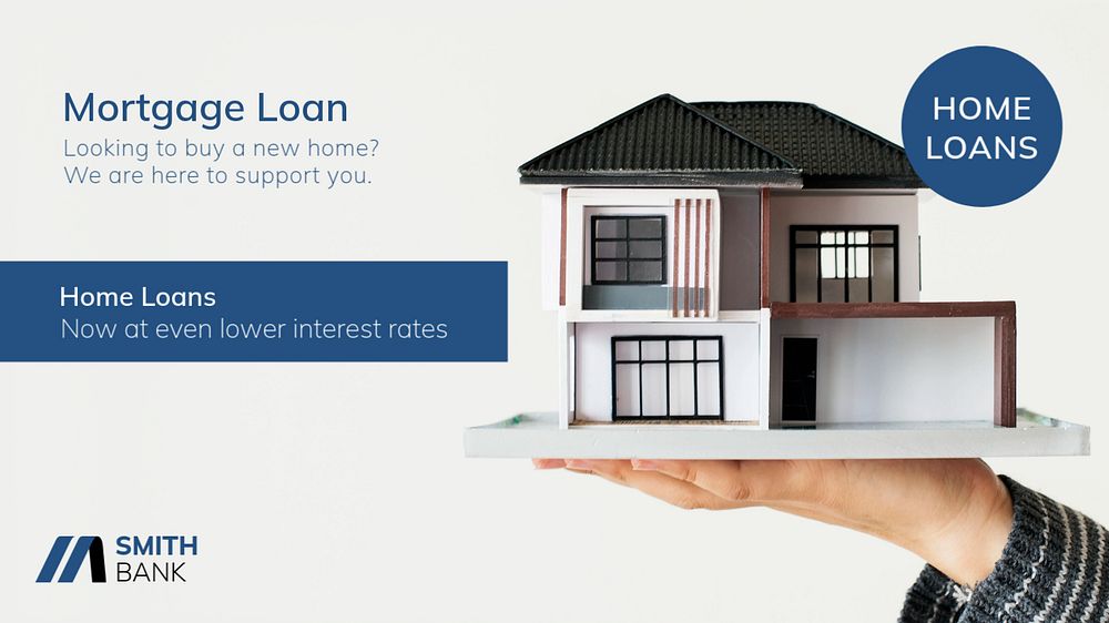 Mortgage loan  blog banner template, editable design