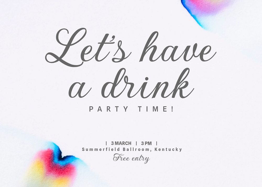 Cocktail party invitation card template, editable design
