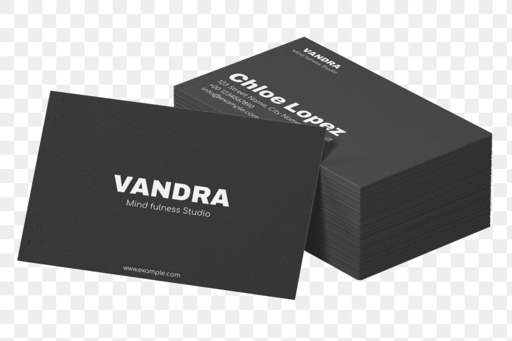 Business card mockup, black 3D design 