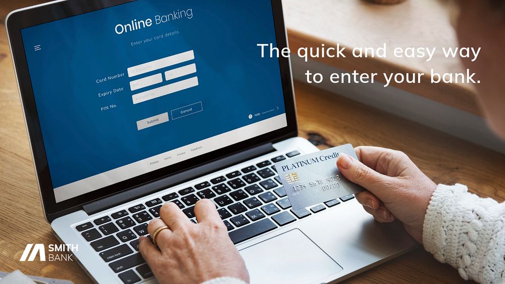 Online banking blog banner template, editable design