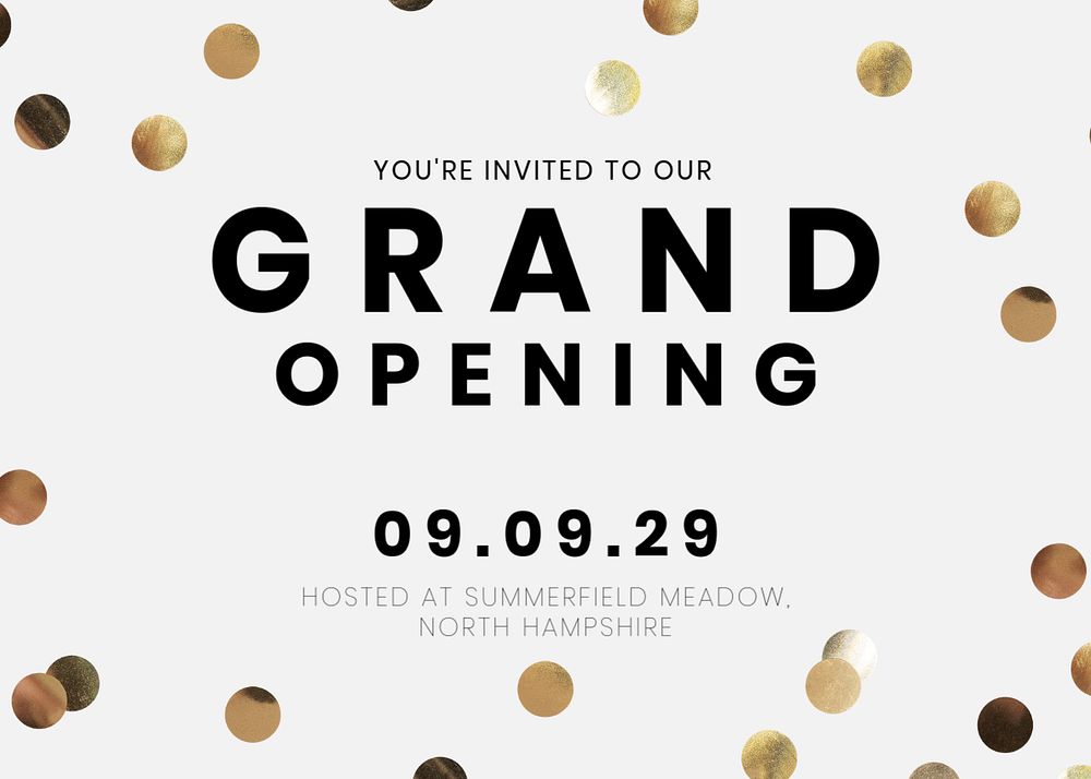 Grand opening invitation card template, editable design