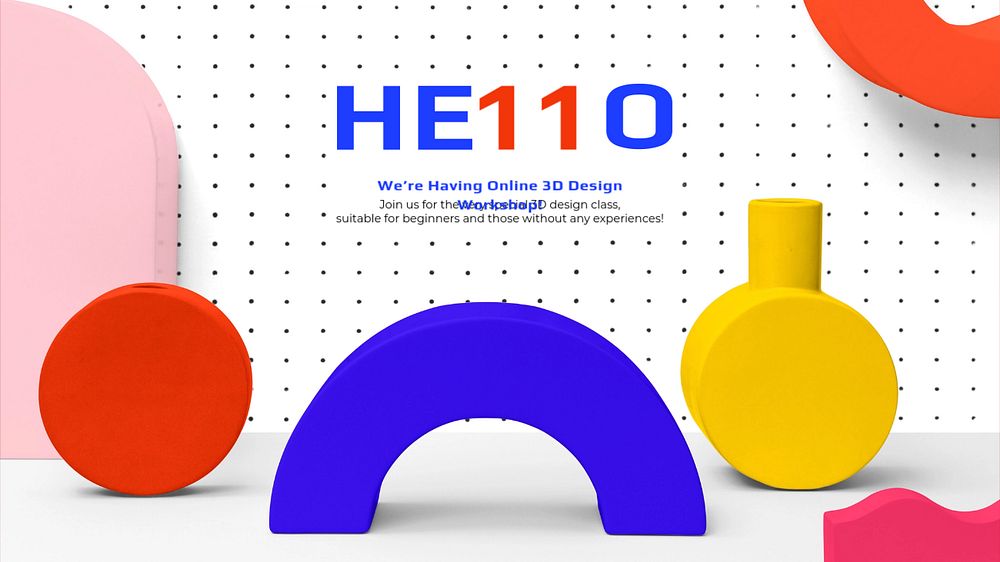 3D workshop blog banner template, geometric shapes