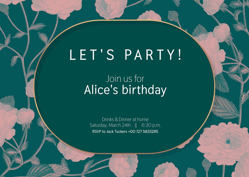 Birthday party invitation card template, editable design