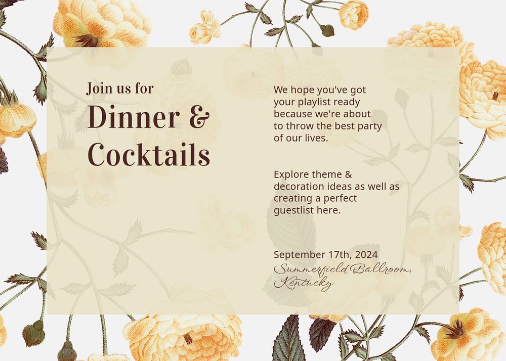 Cocktail party invitation card template, editable design