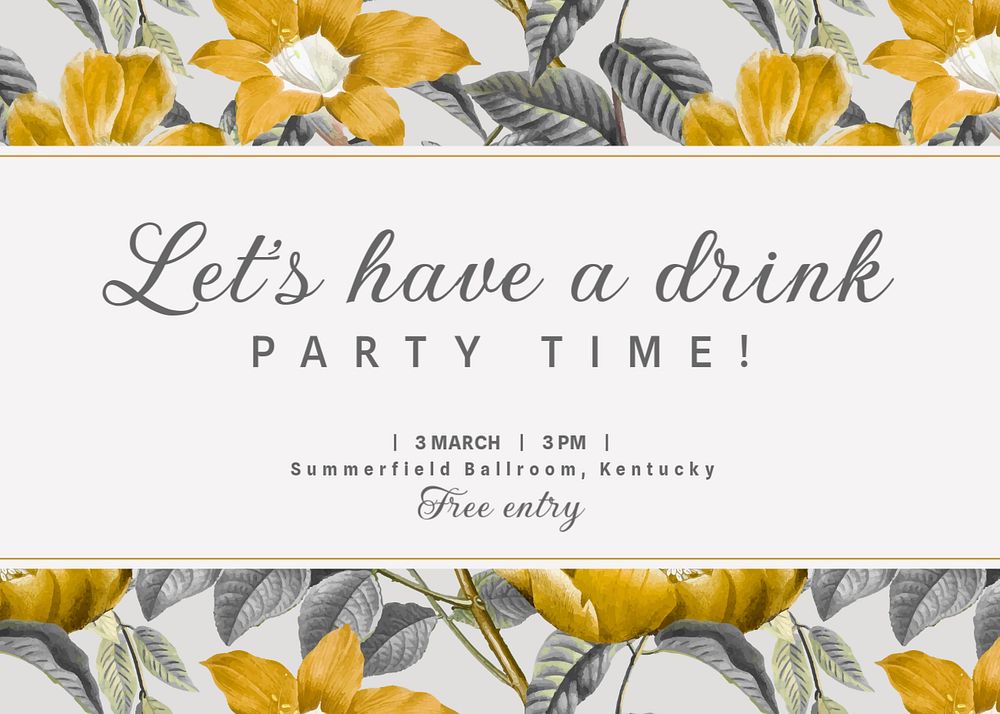 Spring party invitation card template, editable design
