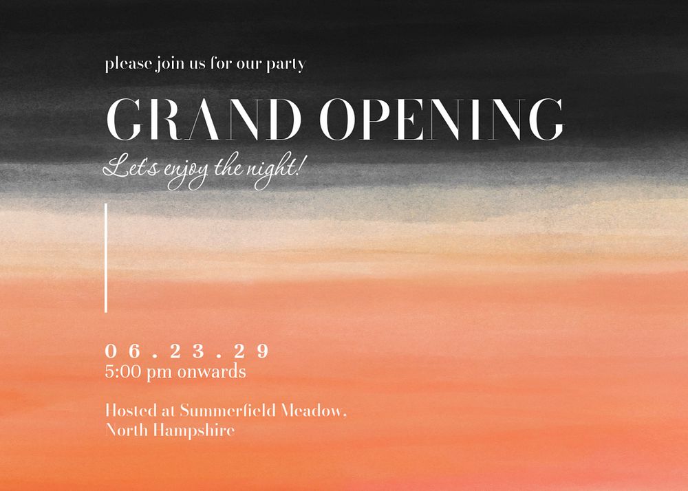 Grand opening invitation card template, editable design