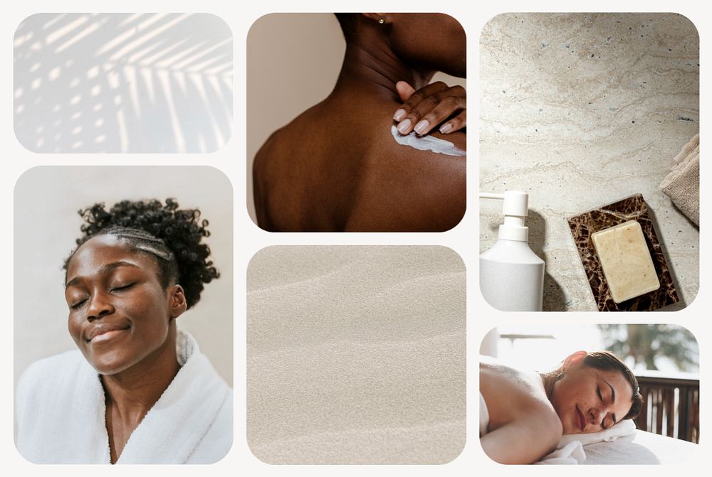 Photo collage mockup, spa aesthetic