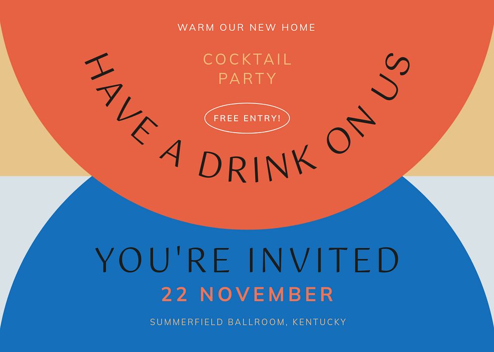 Cocktail party invitation card template, editable design