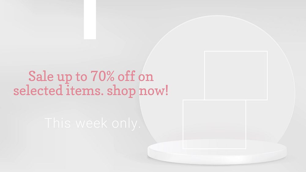 Minimal sale, Facebook cover template aesthetic, 3D product backdrop