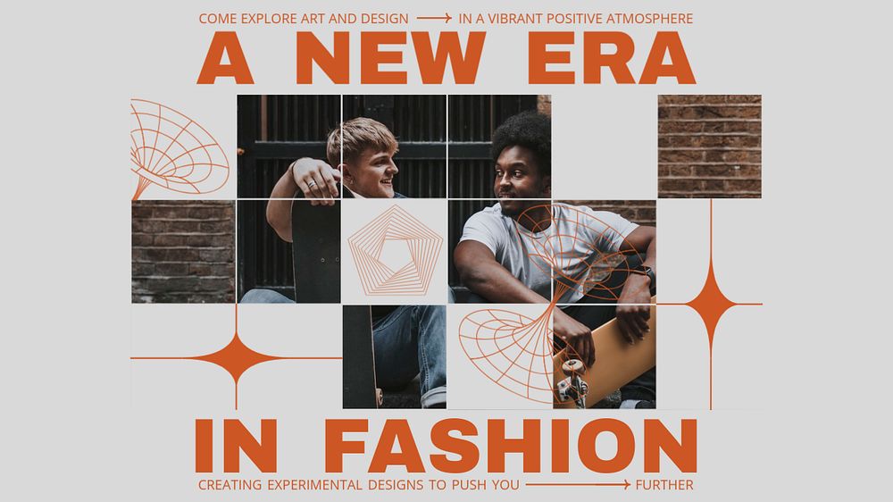 Street fashion YouTube thumbnail template, orange retro design