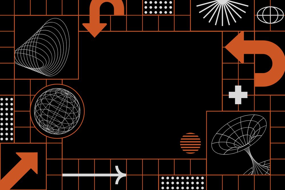 Retro wireframe background, black, orange aesthetic
