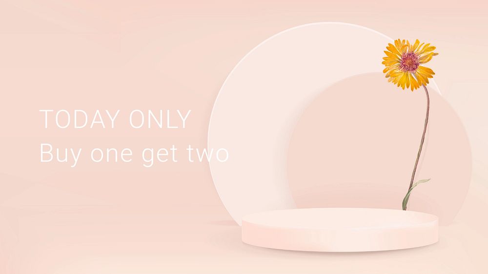 Floral promotion, Facebook cover template, aesthetic 3D product backdrop