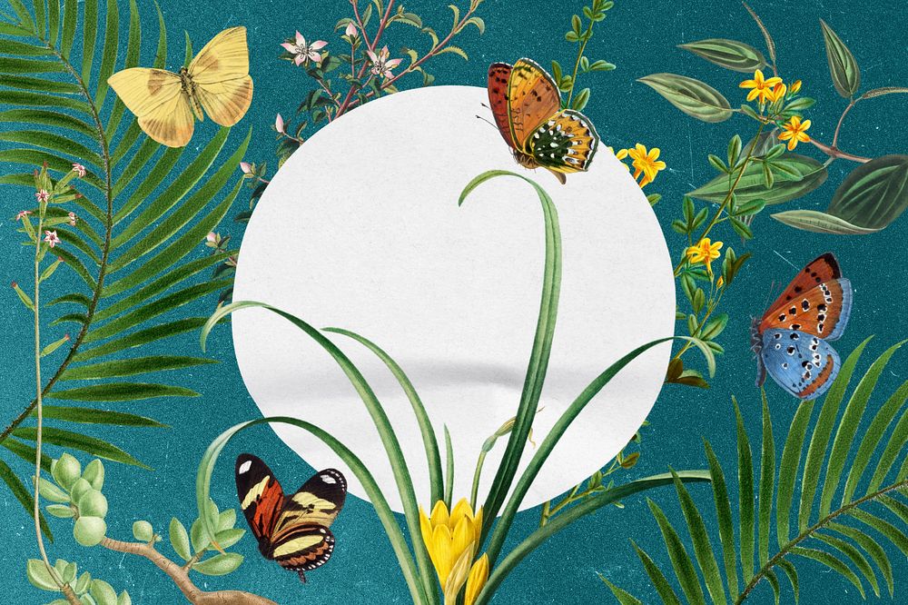 Vintage botanical illustration editable background, green collage art, remixed media