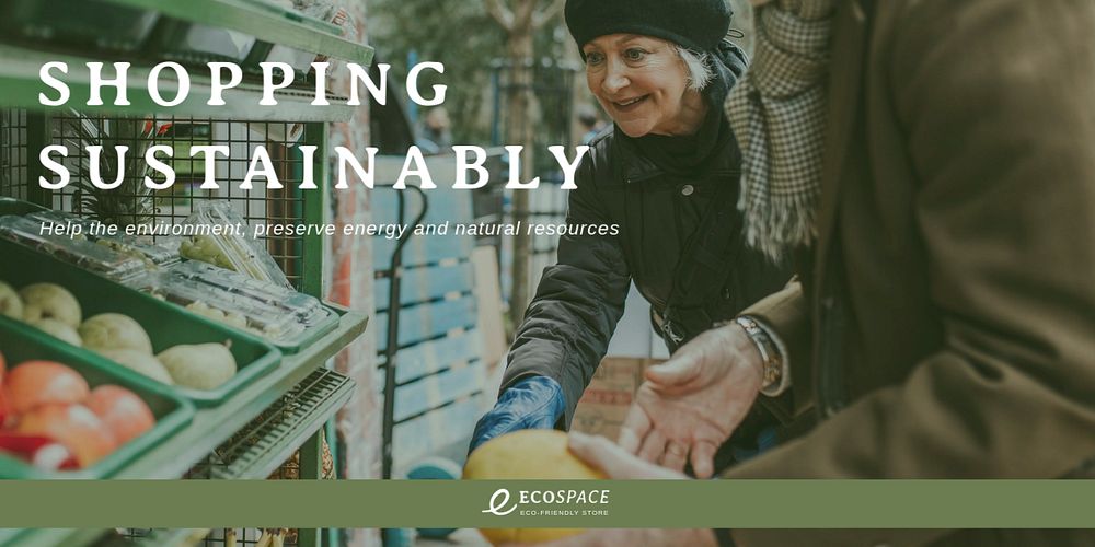 Shopping sustainably Twitter post template, editable design