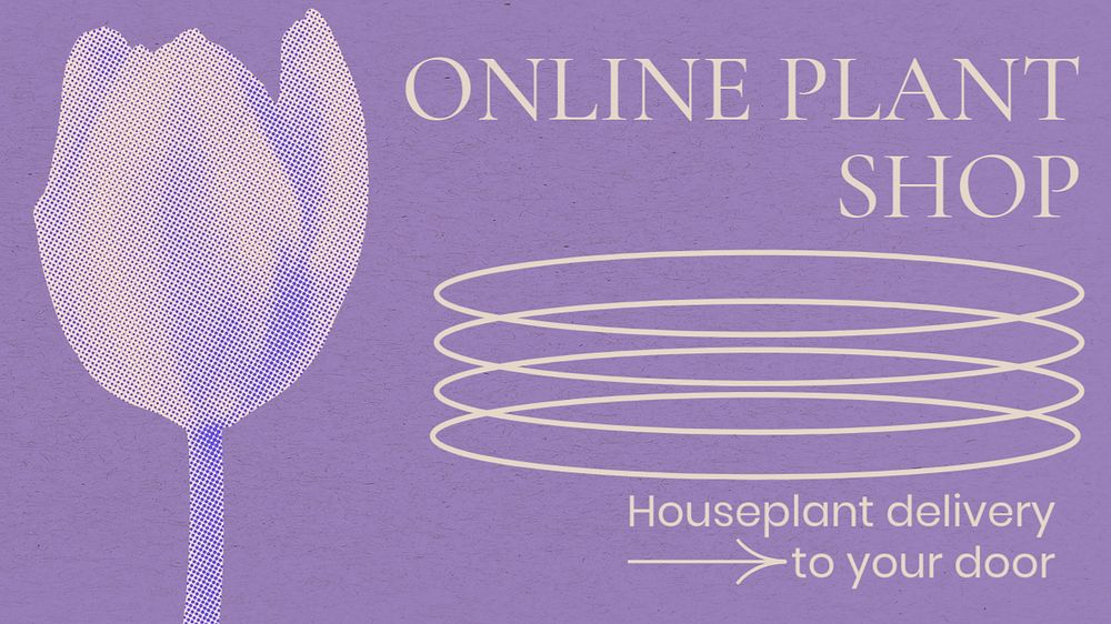 Plant shop presentation slide template, halftone design, editable text