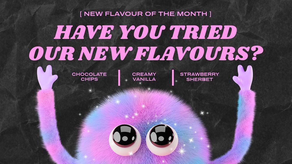 Ice-cream shop YouTube thumbnail template, colorful monster