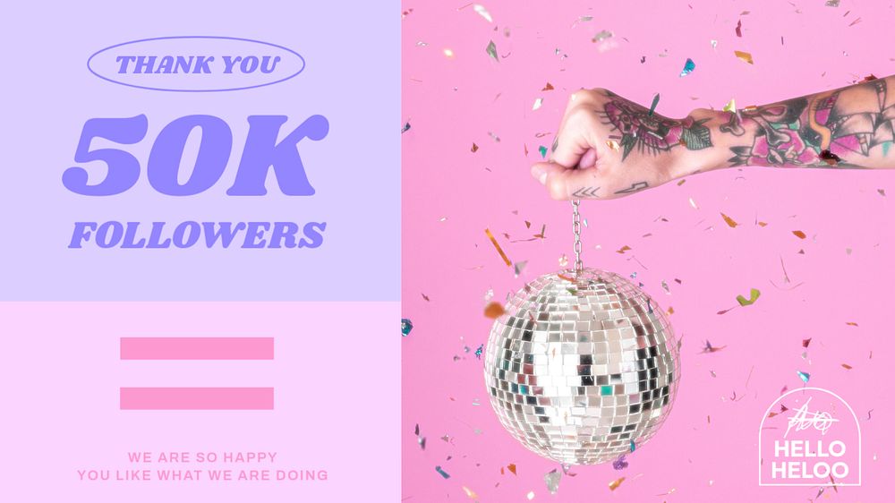 Thank you YouTube thumbnail template, pink party aesthetic
