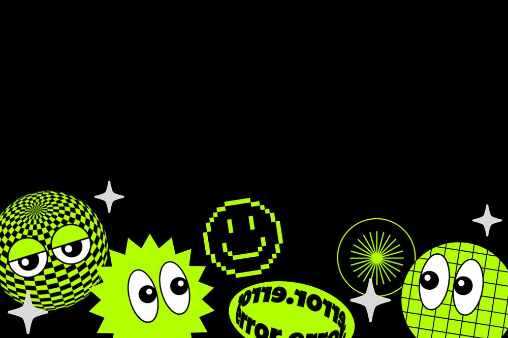 Retro game aesthetic background, green neon border