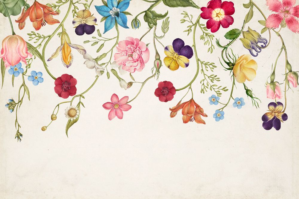 Vintage flower illustration editable background, colorful collage art, remixed media