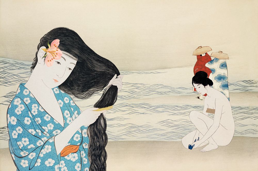 Goyo Hashiguchi's traditional Japanese women, vintage artworks remix