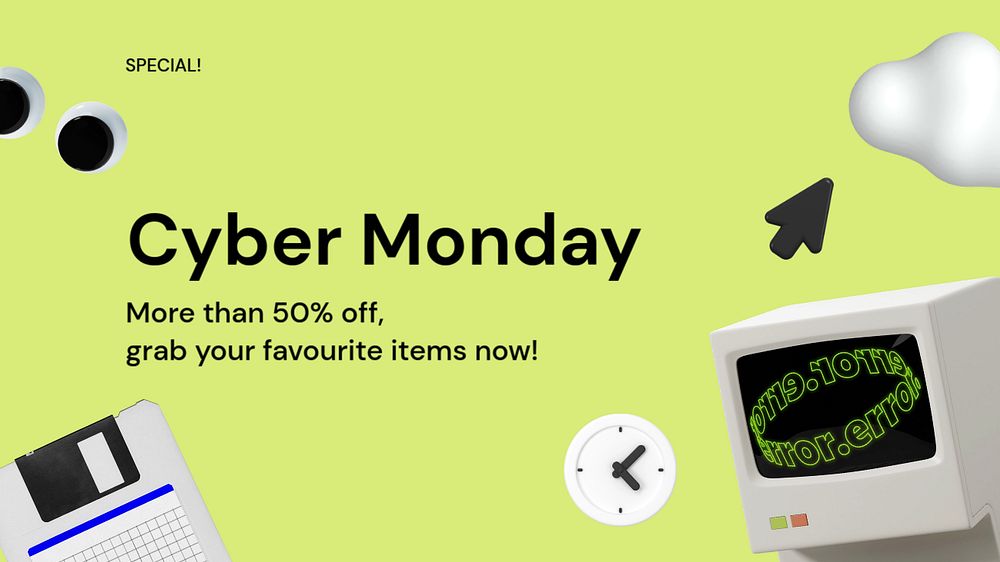 Cyber Monday blog banner template, sale ad